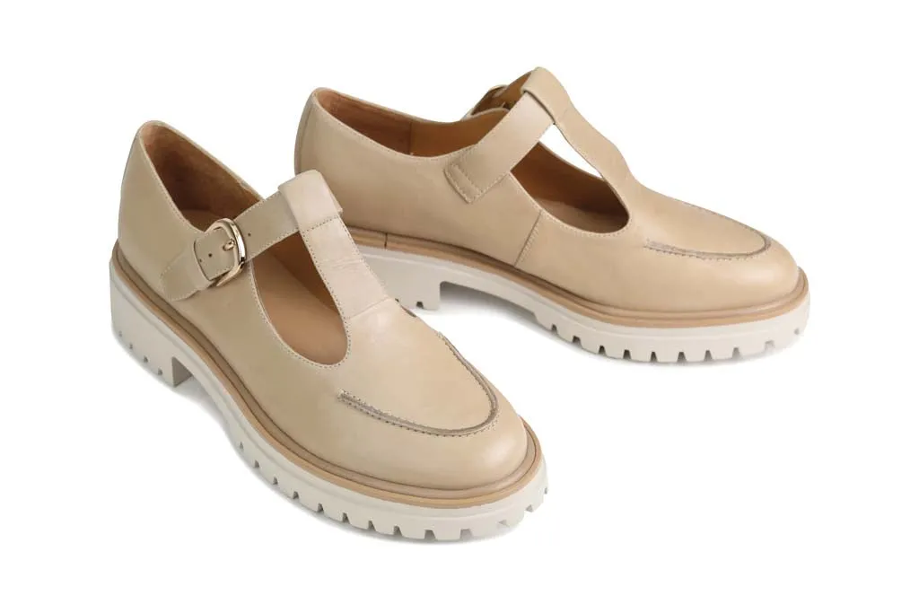 ANJA LEATHER T-BAR LOAFERS