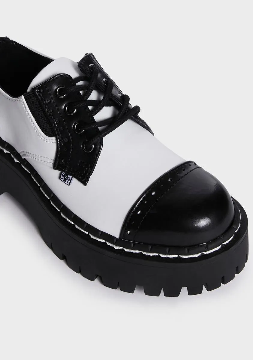 Black And White TUKskin Double Decker Brogues