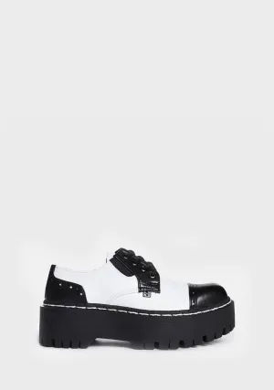 Black And White TUKskin Double Decker Brogues