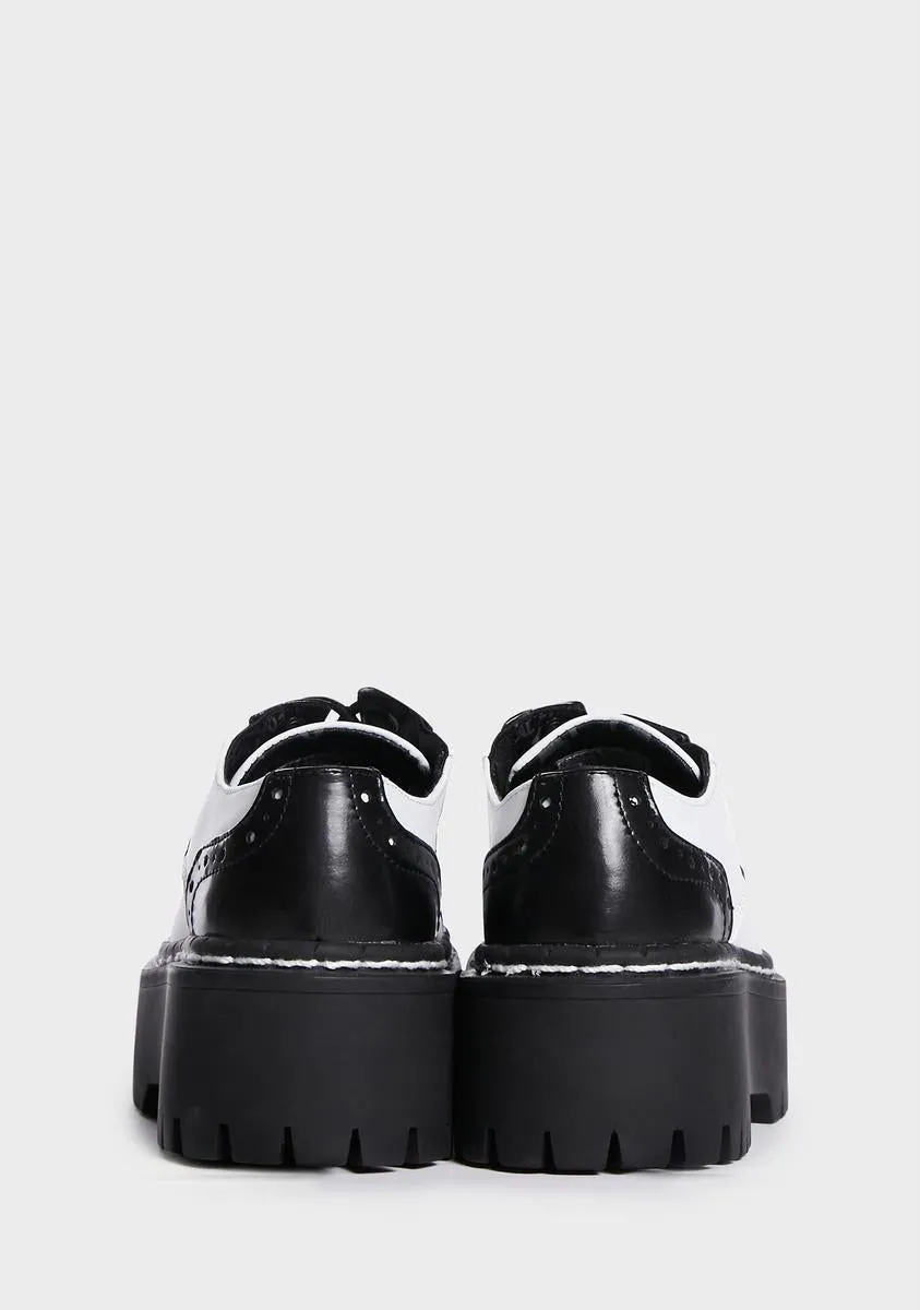 Black And White TUKskin Double Decker Brogues