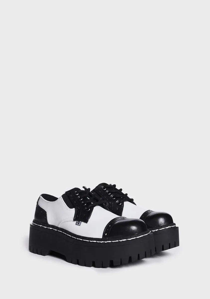 Black And White TUKskin Double Decker Brogues