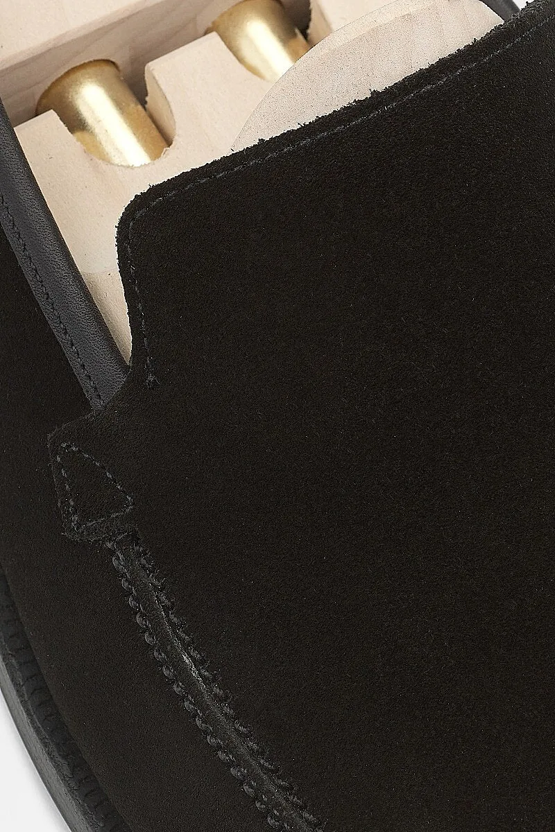 Black Calf Suede Eton Loafers