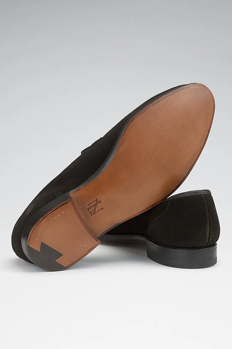 Black Calf Suede Eton Loafers