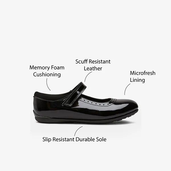 Black Patent School Leather Mary Jane Brogues (Older Boys)