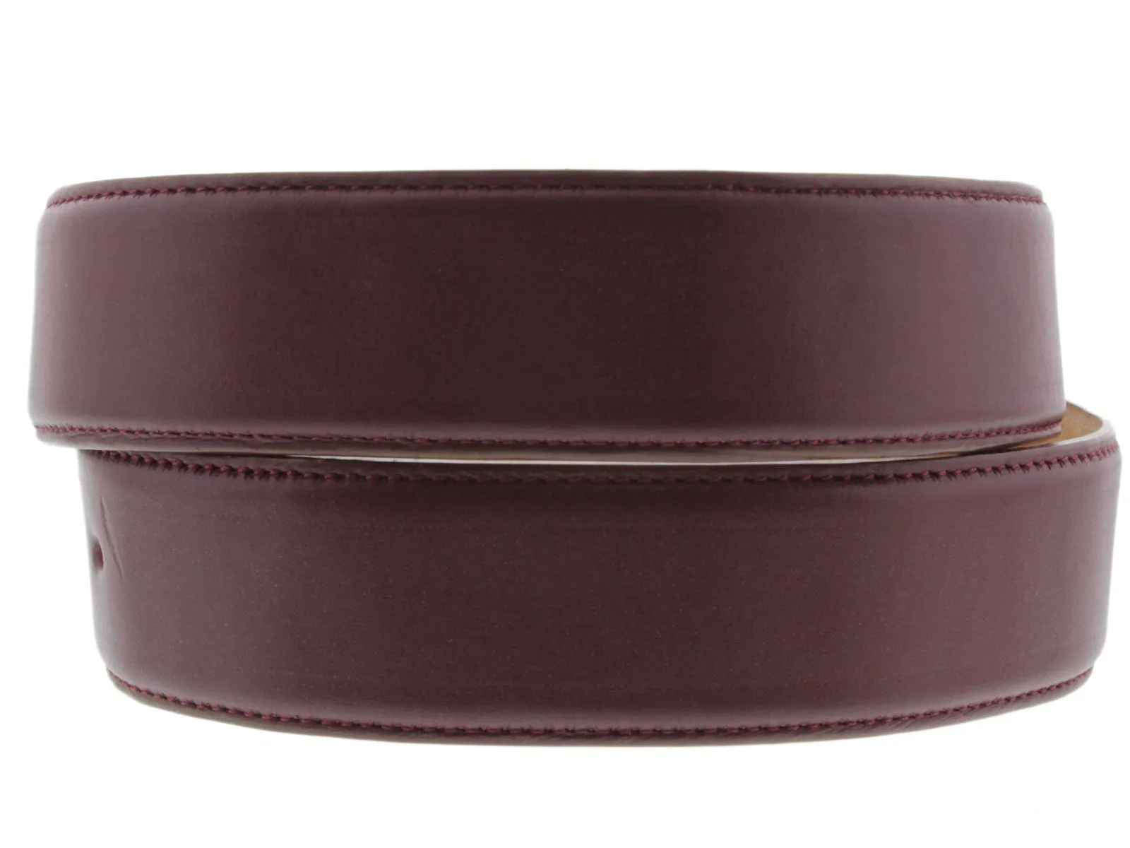 Burgundy Western Cowboy Leather Belt Classic Dress - Silver Buckle