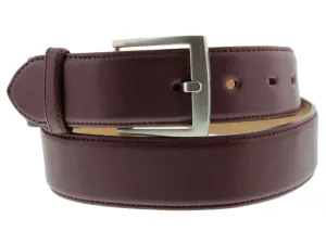 Burgundy Western Cowboy Leather Belt Classic Dress - Silver Buckle