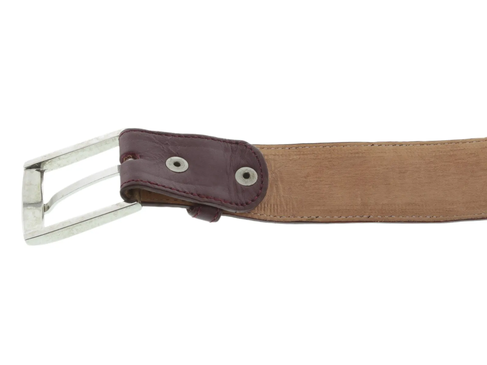 Burgundy Western Cowboy Leather Belt Classic Dress - Silver Buckle