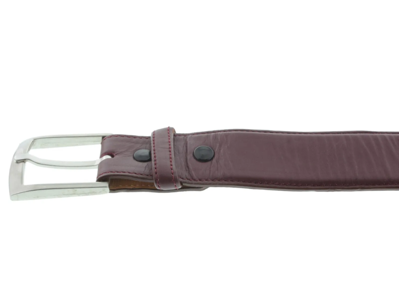 Burgundy Western Cowboy Leather Belt Classic Dress - Silver Buckle