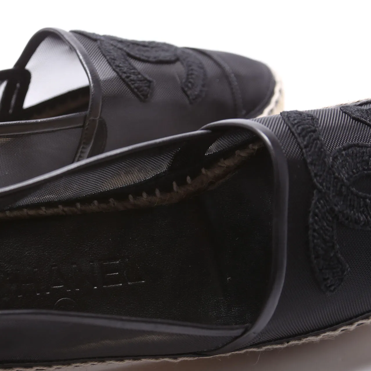 CC Cap Toe Mesh Espadrilles Size 36 Black