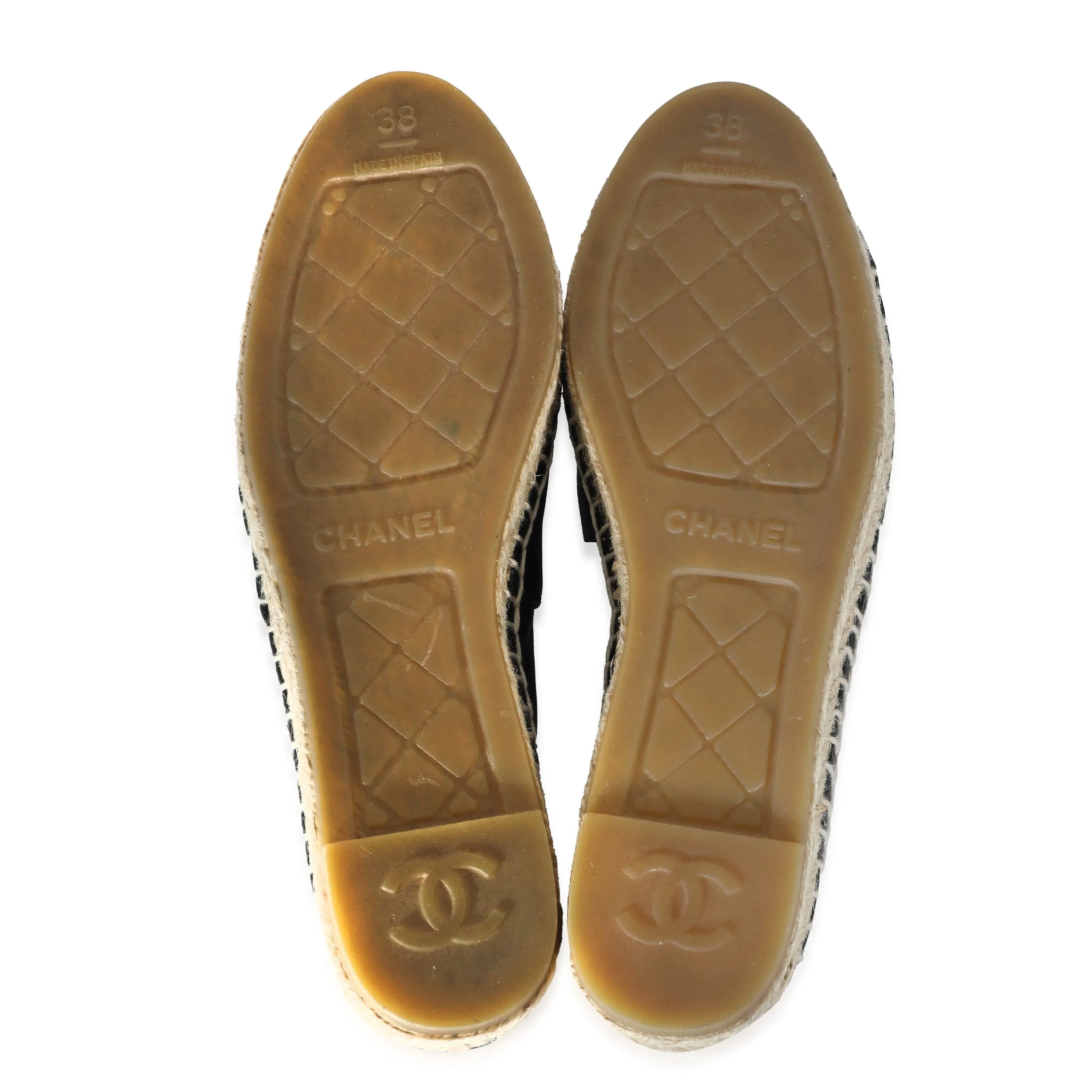 Chanel Black Lambskin Gold CC Espadrilles