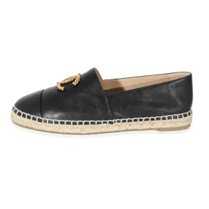Chanel Black Lambskin Gold CC Espadrilles