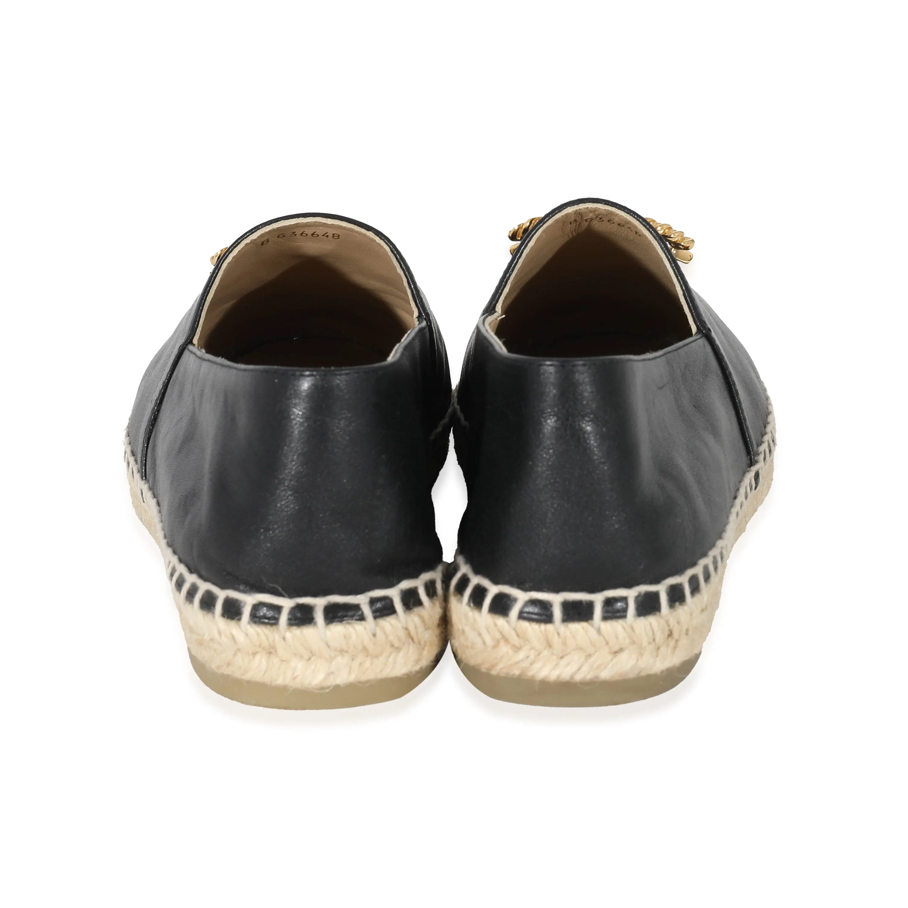 Chanel Black Lambskin Gold CC Espadrilles