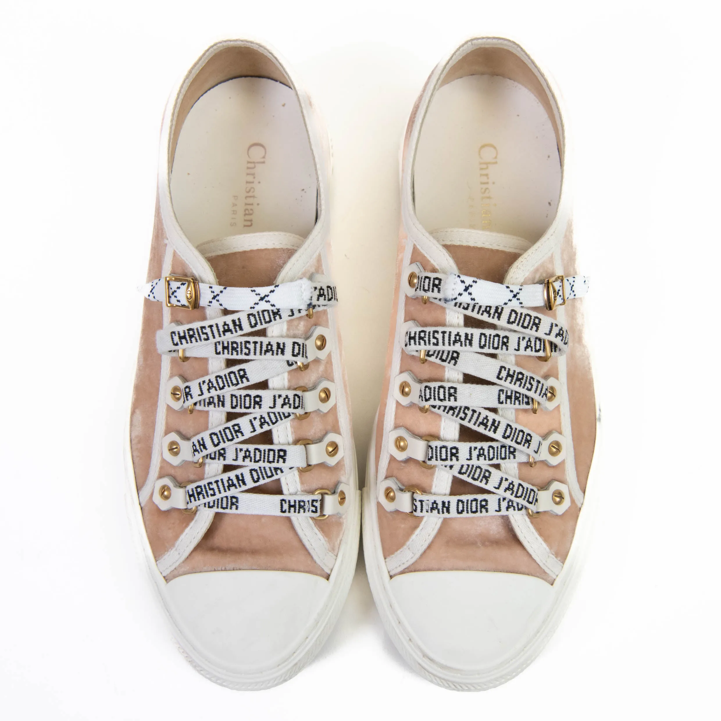 Christian Dior Pink Velvet Walk'N'Dior Low Top Sneakers 38