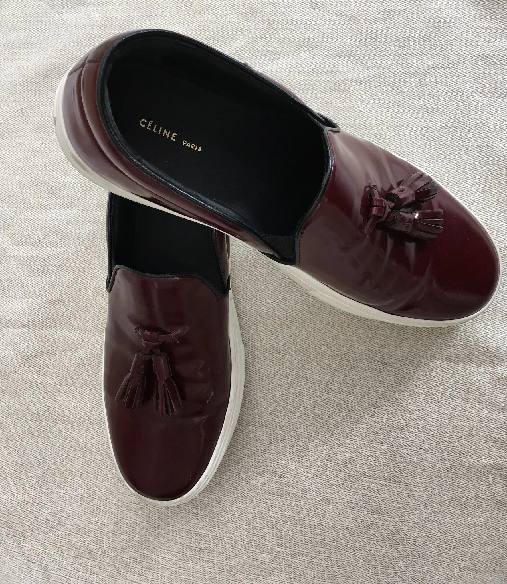 CÉLINE by Phoebe Philo Slip-On Sneaker Espadrilles Shoes With Tassel Burgundy Size 40 US 10 UK 7 Ladies