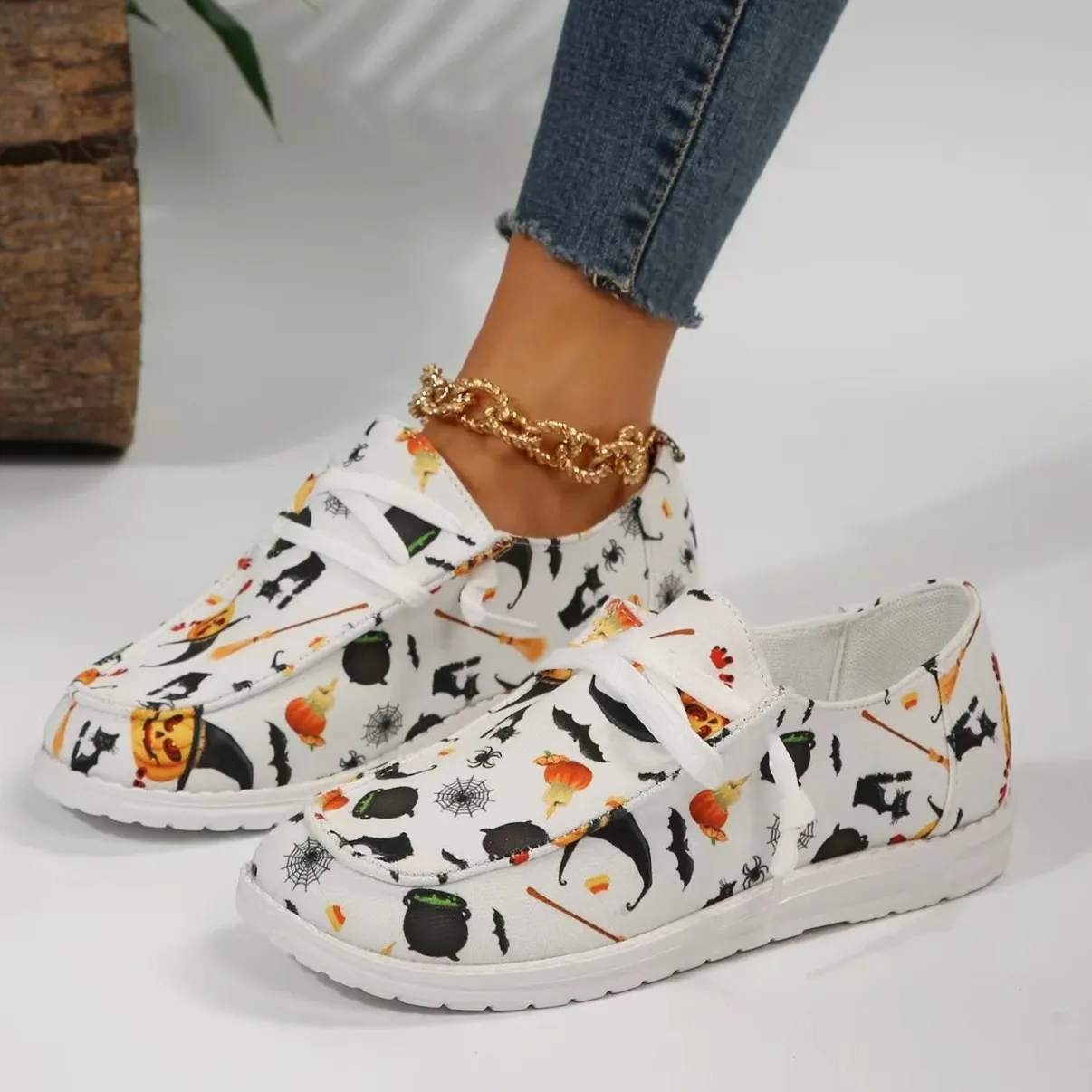 Comelyy Flat printed canvas shoes comfortable round toe shoes