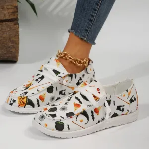 Comelyy Flat printed canvas shoes comfortable round toe shoes