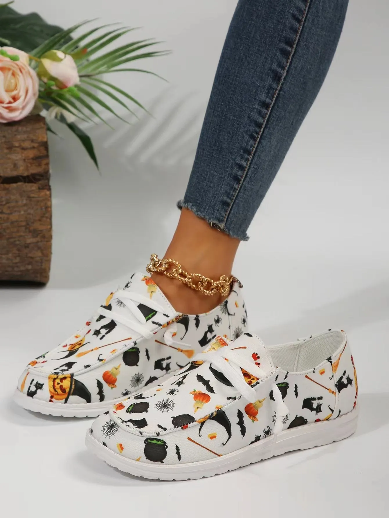 Comelyy Flat printed canvas shoes comfortable round toe shoes
