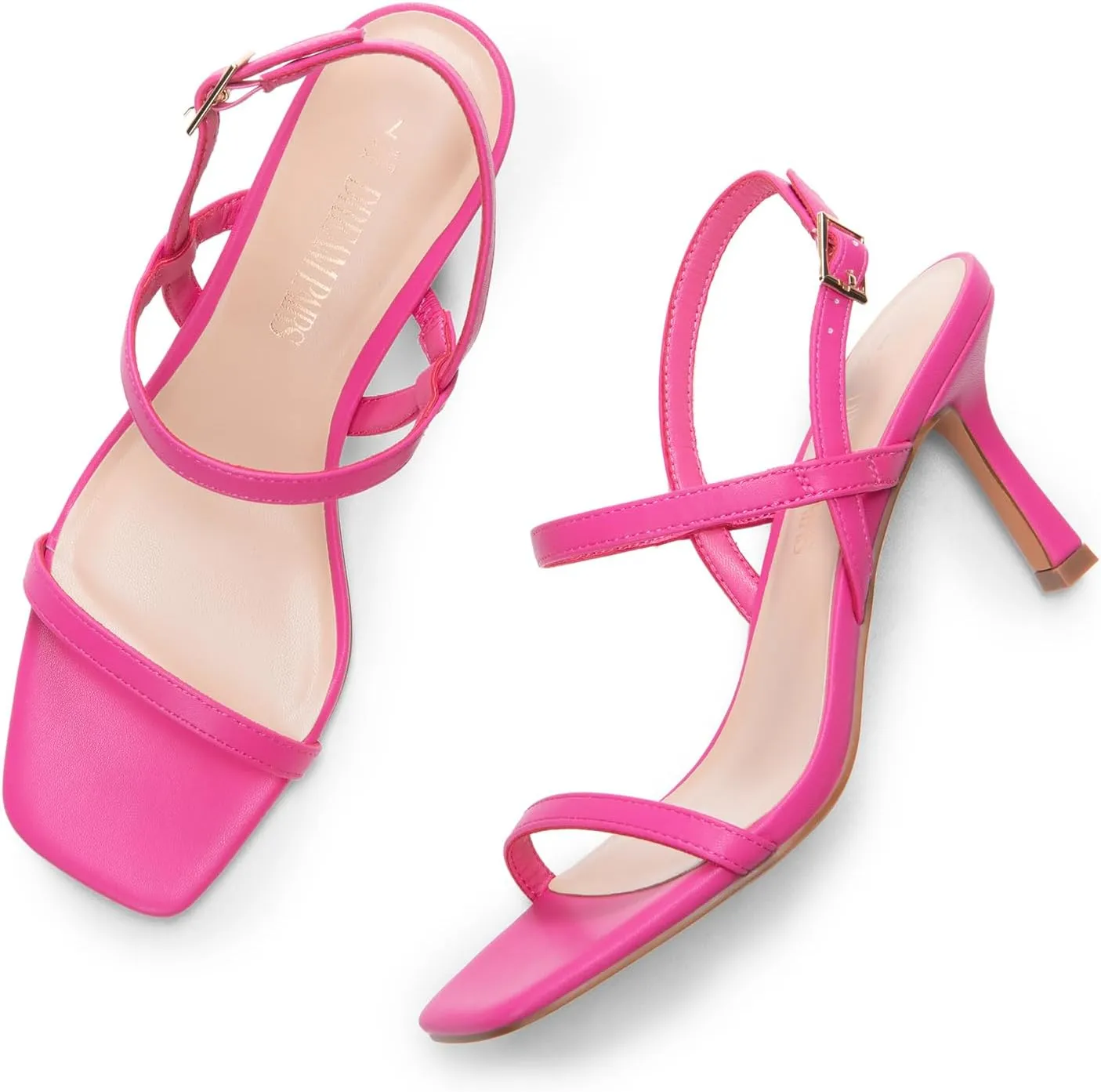 DREAM PAIRS Womens Slingback Heels Square Open Toe Strappy Sandals Ankle Strap High Heeled Dressy Shoes