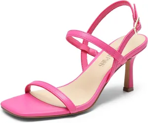 DREAM PAIRS Womens Slingback Heels Square Open Toe Strappy Sandals Ankle Strap High Heeled Dressy Shoes