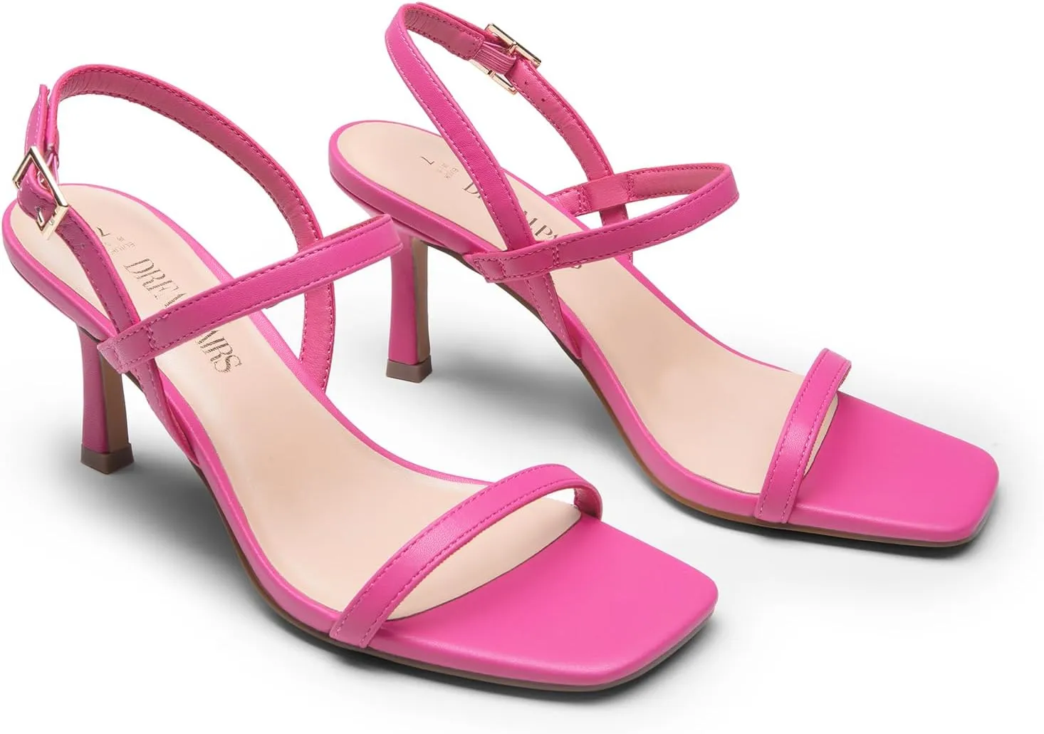 DREAM PAIRS Womens Slingback Heels Square Open Toe Strappy Sandals Ankle Strap High Heeled Dressy Shoes