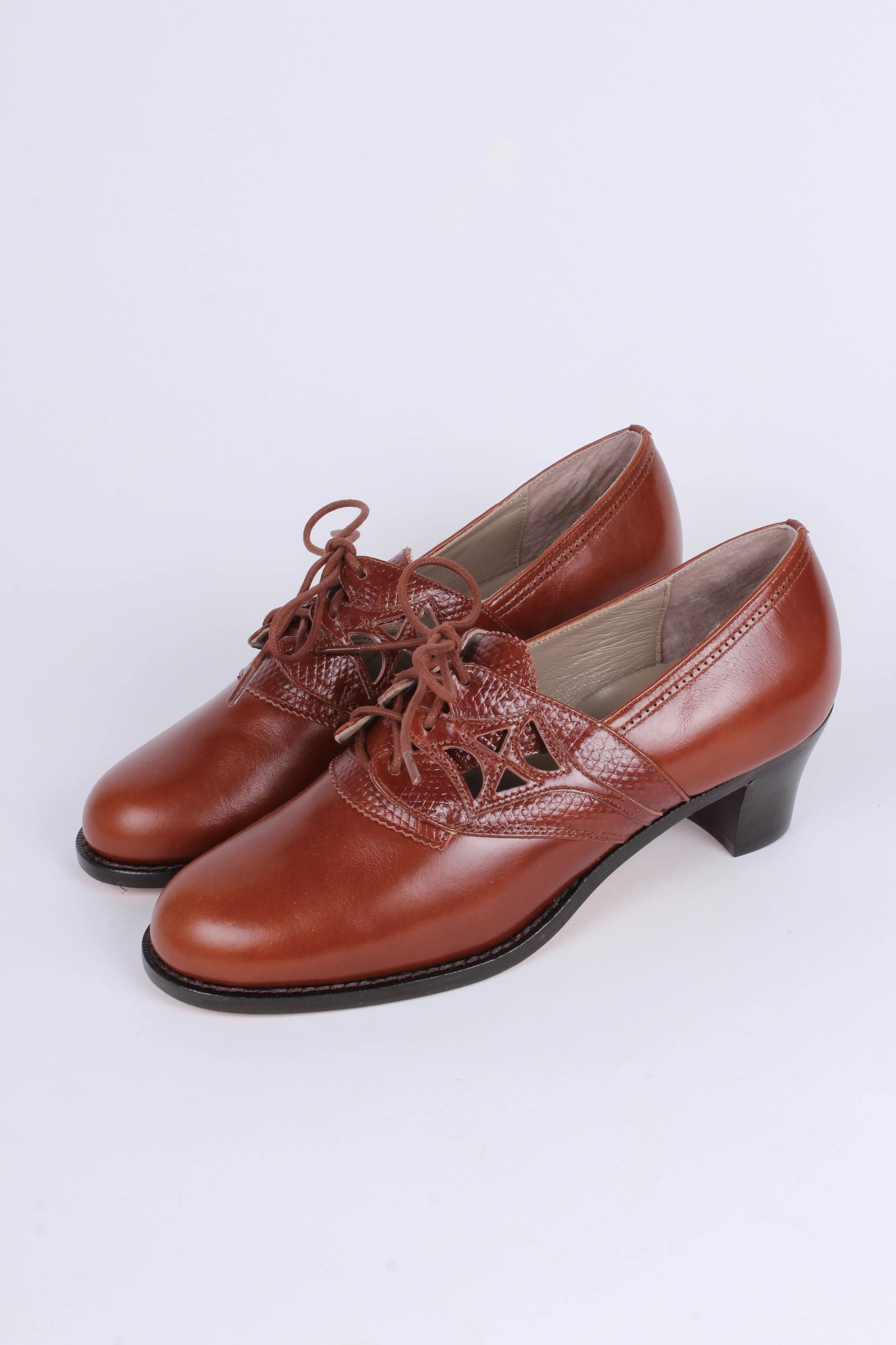 Everyday walking Oxford shoes 30s / 40s - Cognac brown - Emily