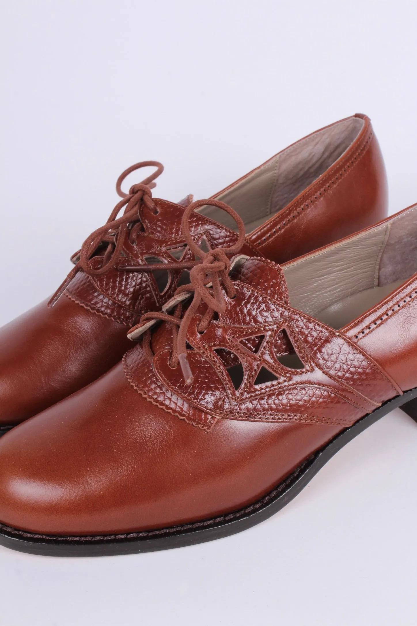 Everyday walking Oxford shoes 30s / 40s - Cognac brown - Emily