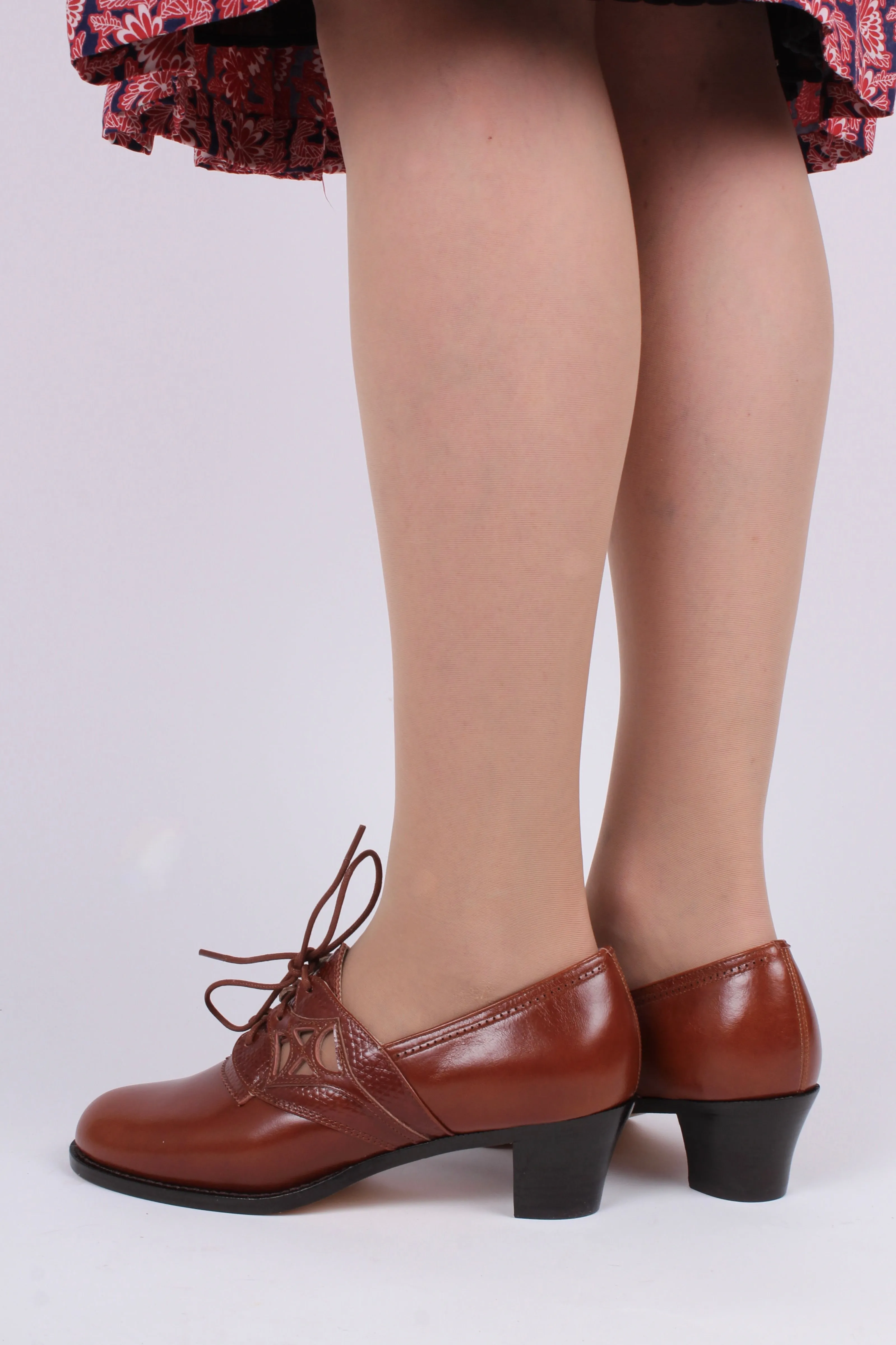 Everyday walking Oxford shoes 30s / 40s - Cognac brown - Emily