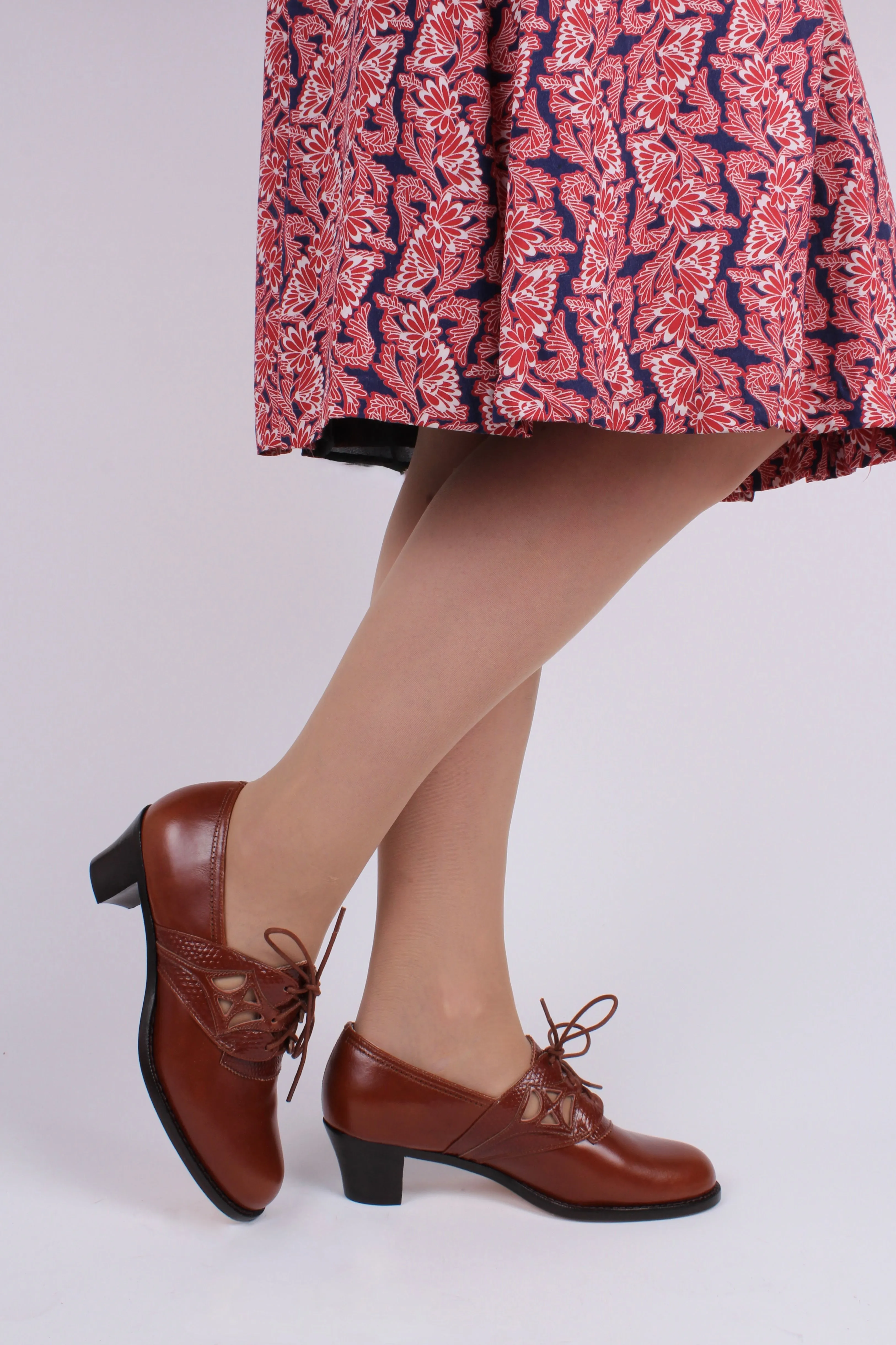 Everyday walking Oxford shoes 30s / 40s - Cognac brown - Emily