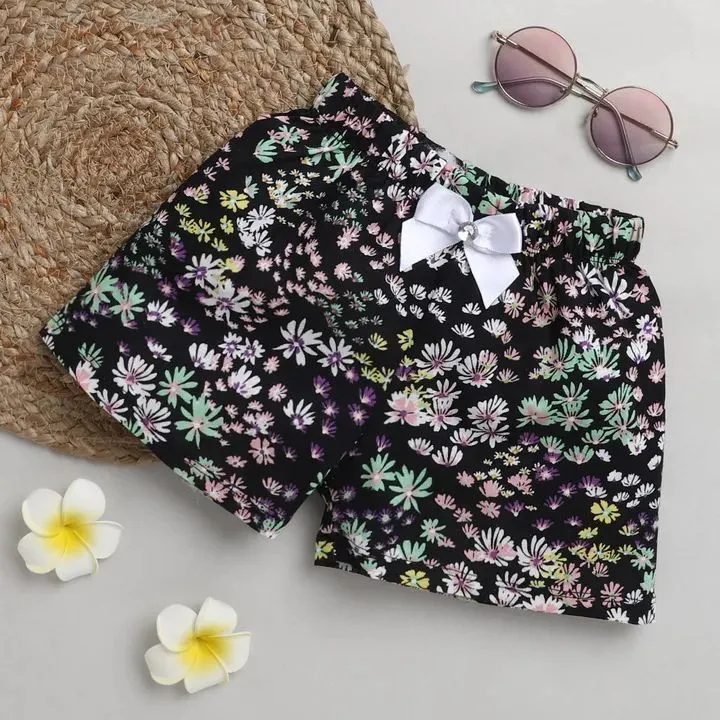 Floral Printed Short - Black