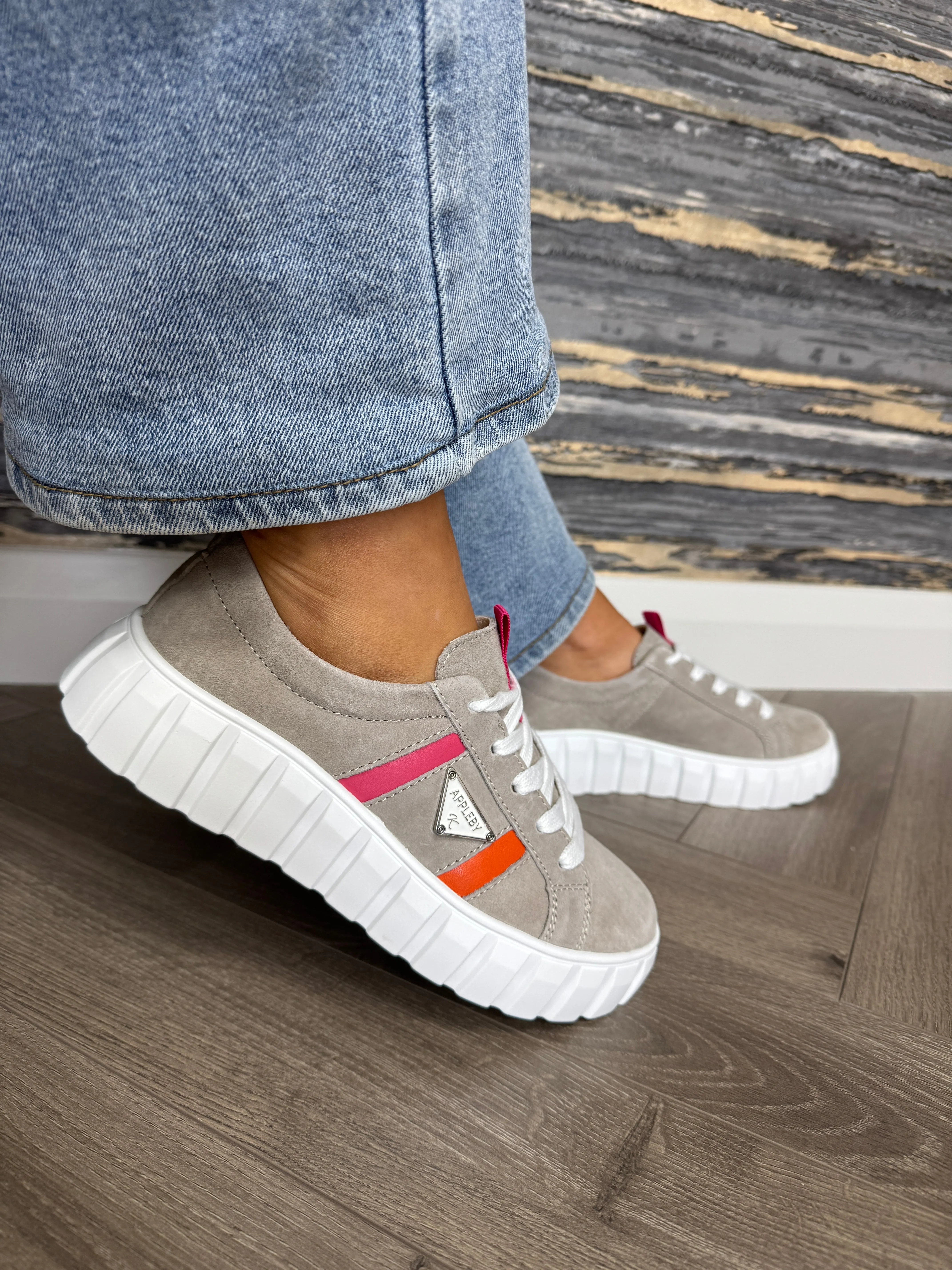 Kate Appleby ‘Adwell’ Lace Up Trainer With Coloured Inserts - Shadow (K58)
