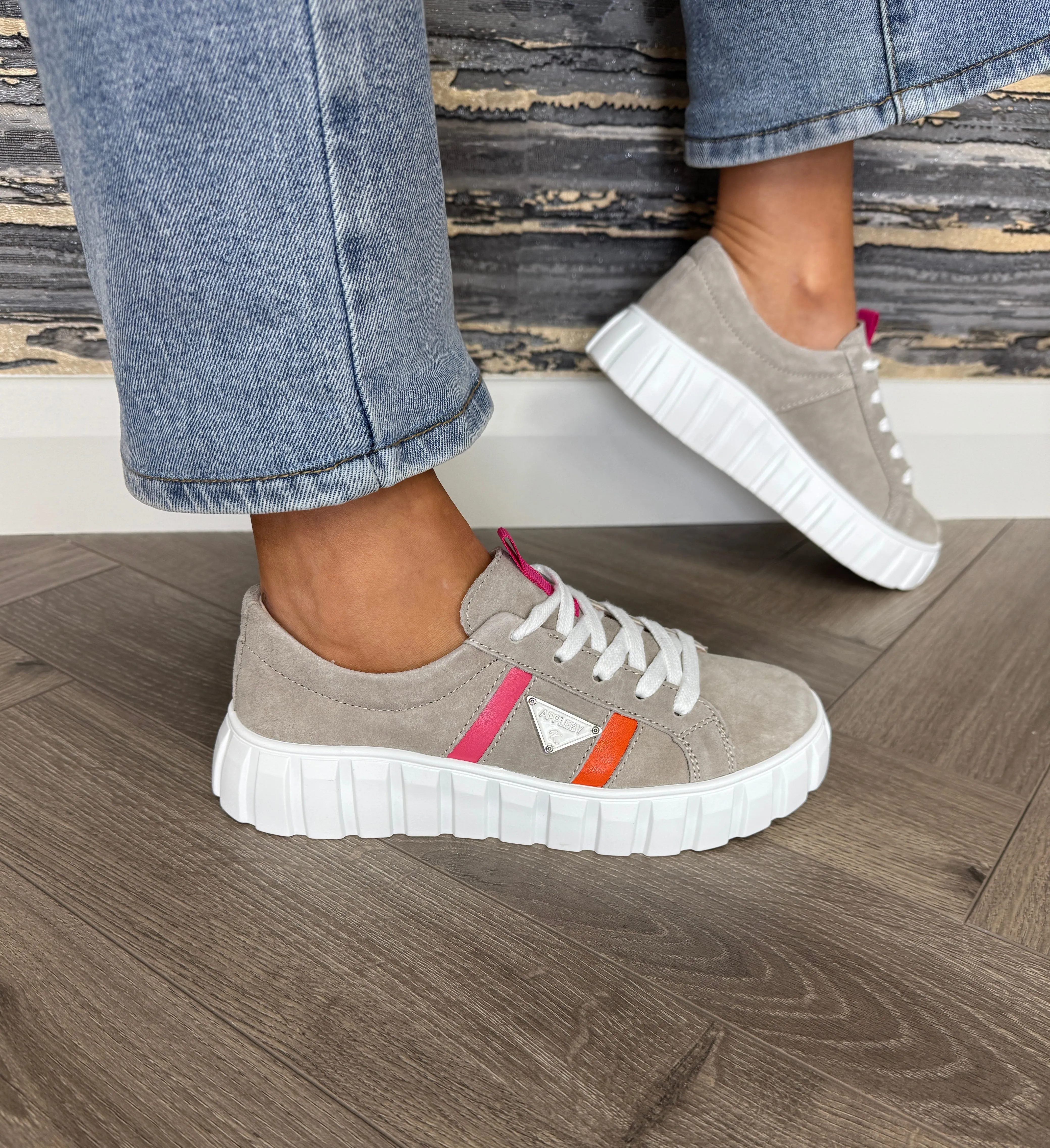 Kate Appleby ‘Adwell’ Lace Up Trainer With Coloured Inserts - Shadow (K58)