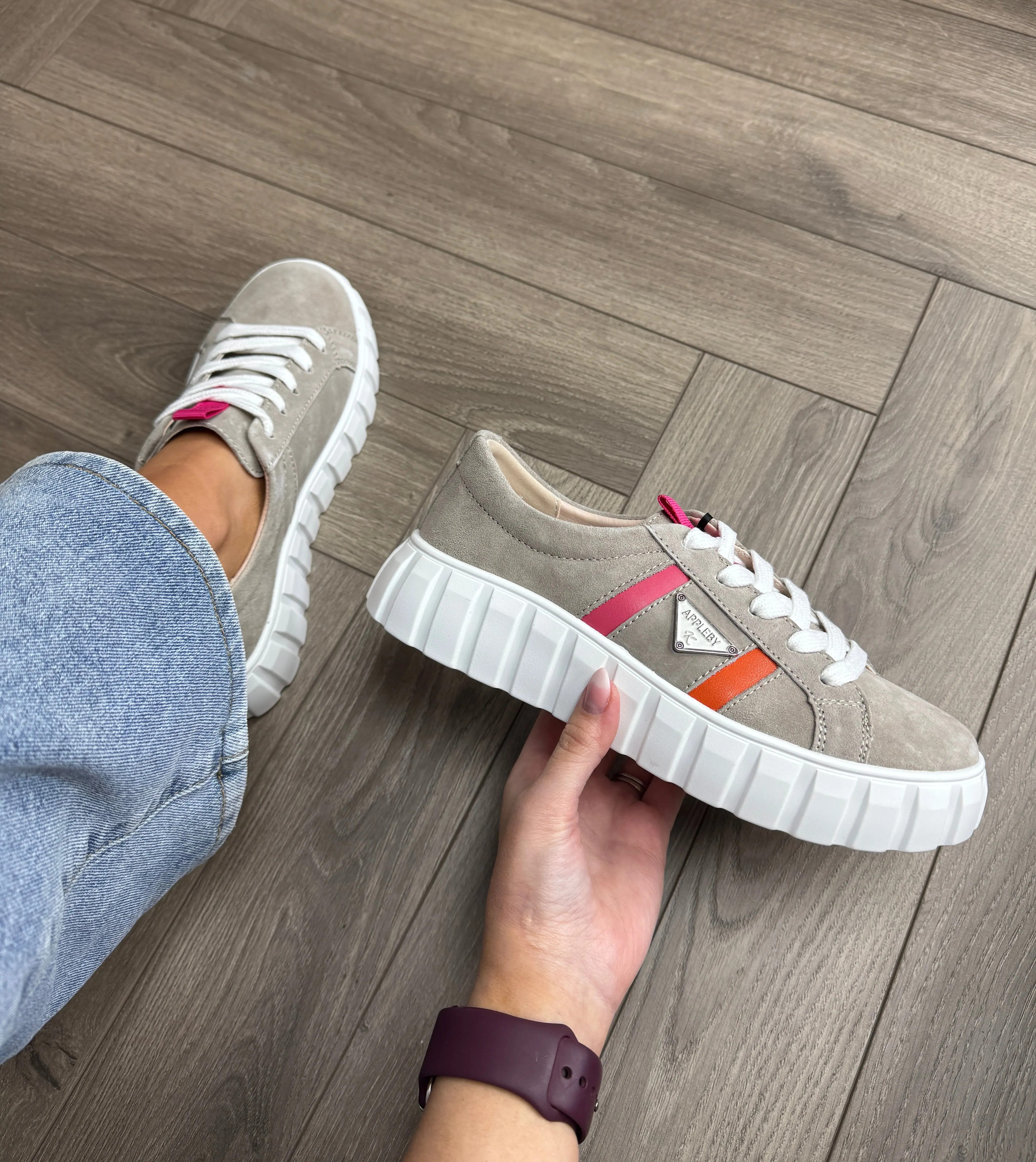Kate Appleby ‘Adwell’ Lace Up Trainer With Coloured Inserts - Shadow (K58)