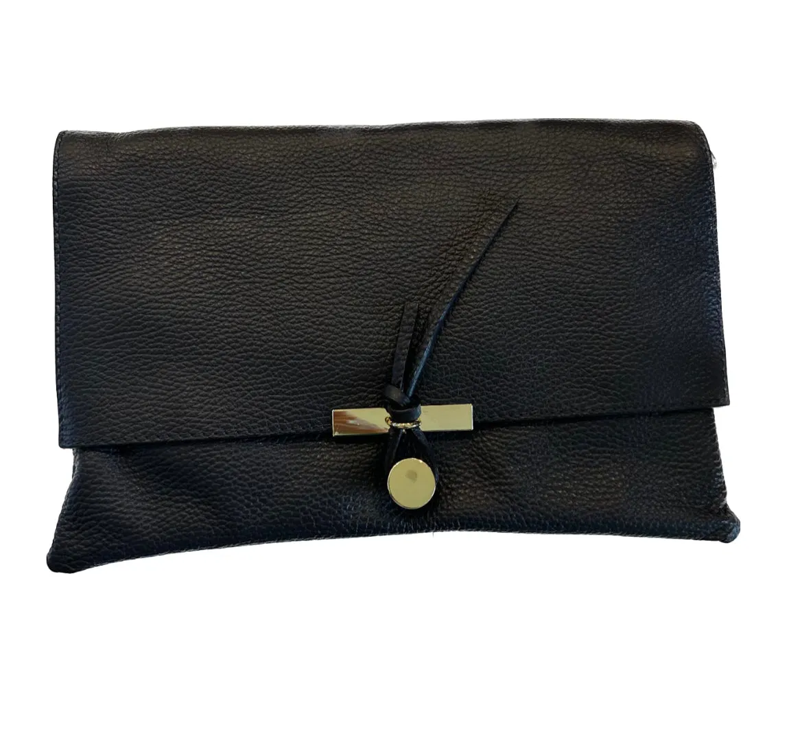 Leather Clutch With Knotted Closure