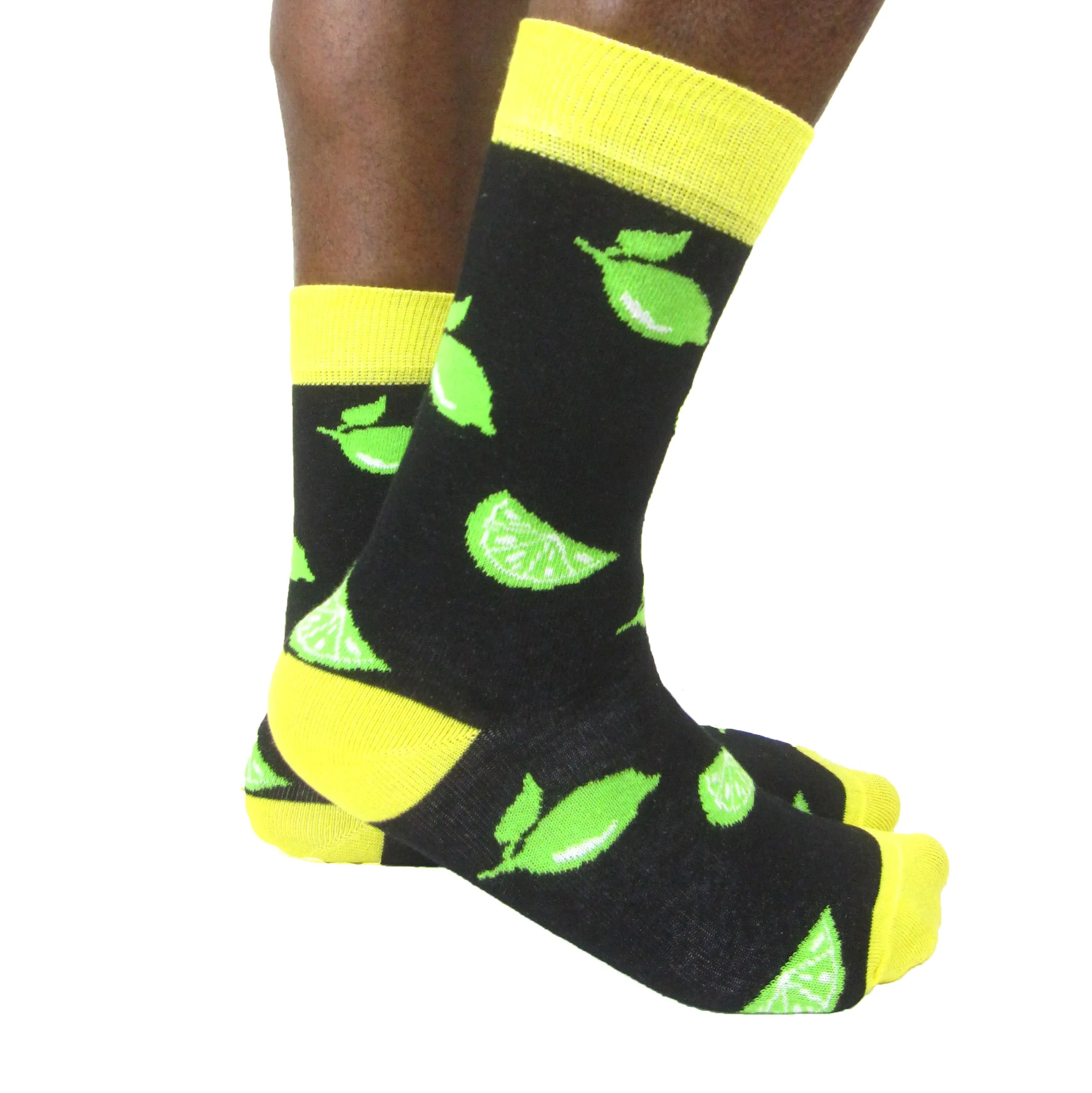 Luv Socks Men's Cotton Blend Lime Crew Socks