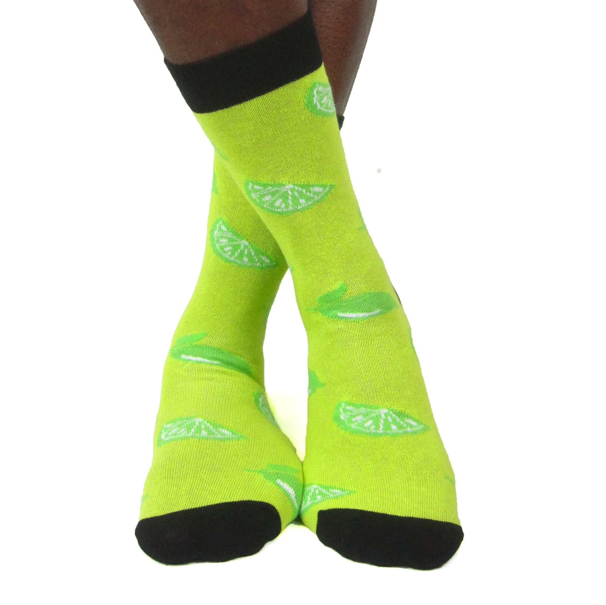Luv Socks Men's Cotton Blend Lime Crew Socks