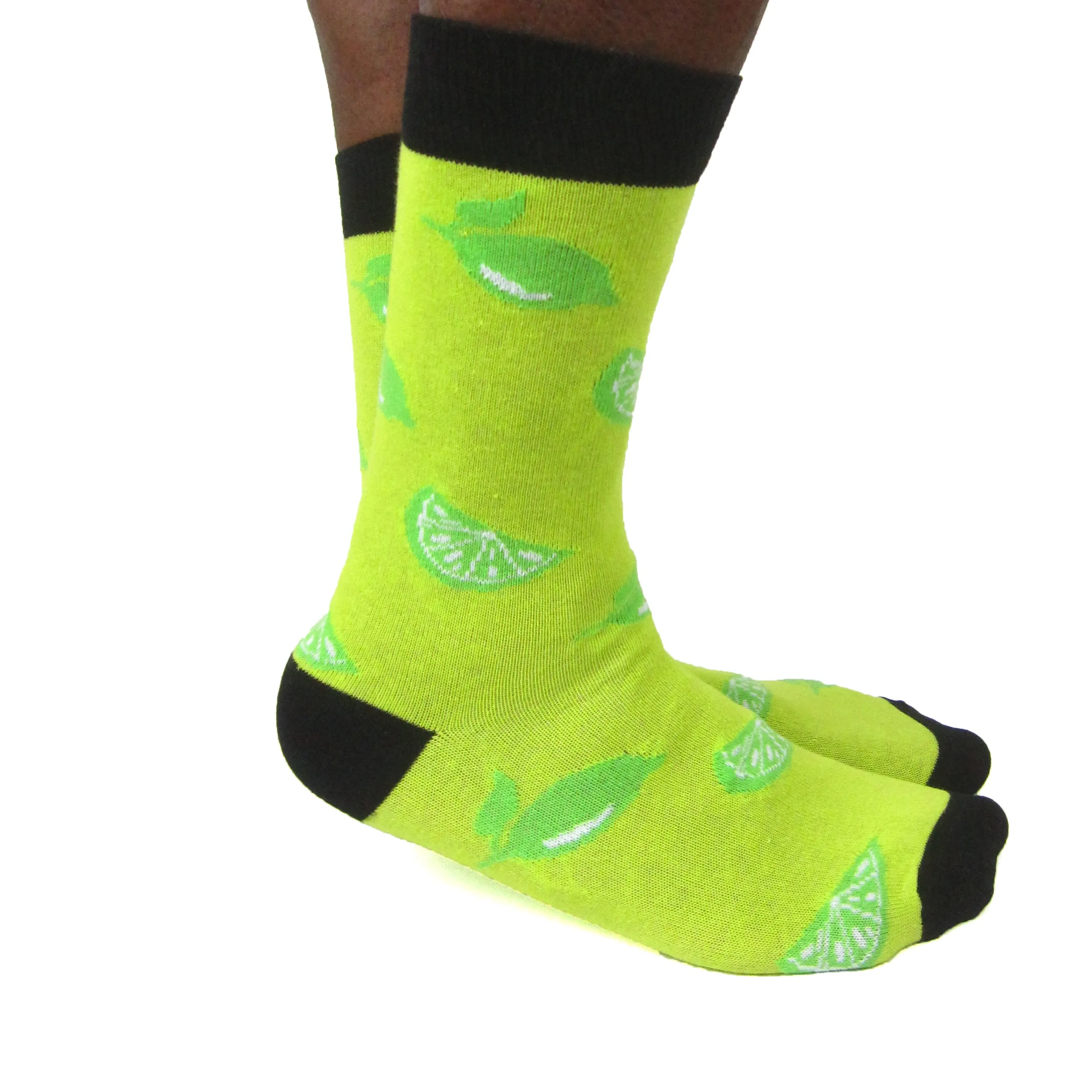 Luv Socks Men's Cotton Blend Lime Crew Socks