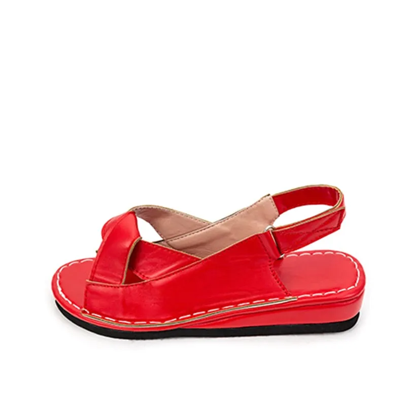 MCCKLE Peep Toe Comfortable Flat Wedge   Sandals