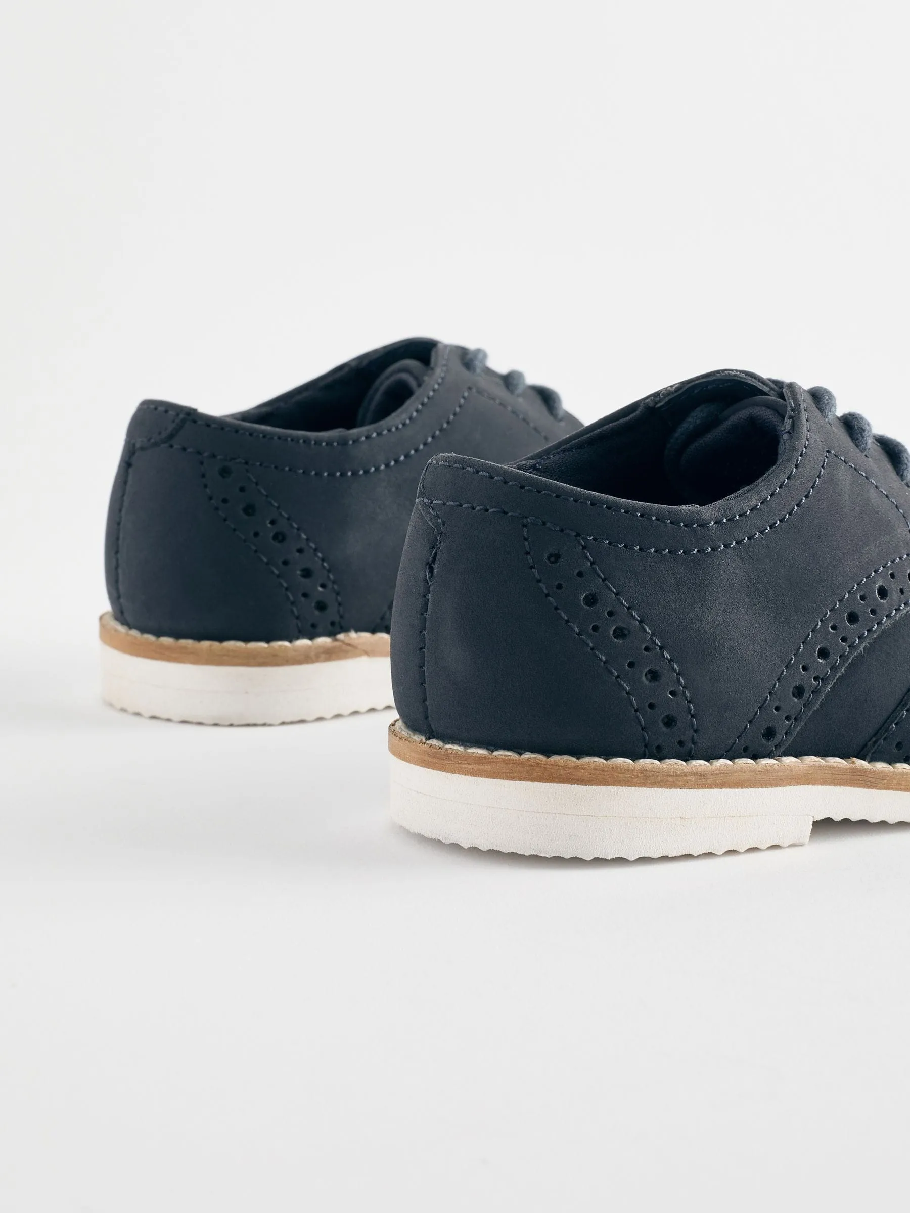 Navy Standard Fit (F) Smart Leather Brogue Shoes