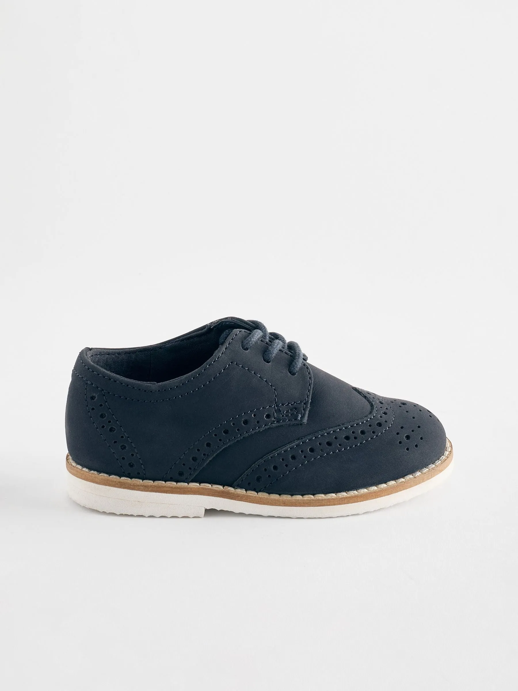 Navy Standard Fit (F) Smart Leather Brogue Shoes