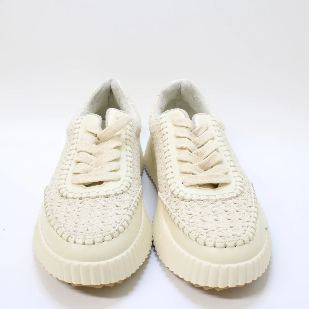 Office Flo Woven Lace Up Trainers Off White Mix Uk Size 7