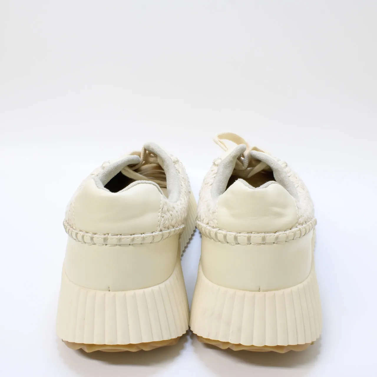 Office Flo Woven Lace Up Trainers Off White Mix Uk Size 7