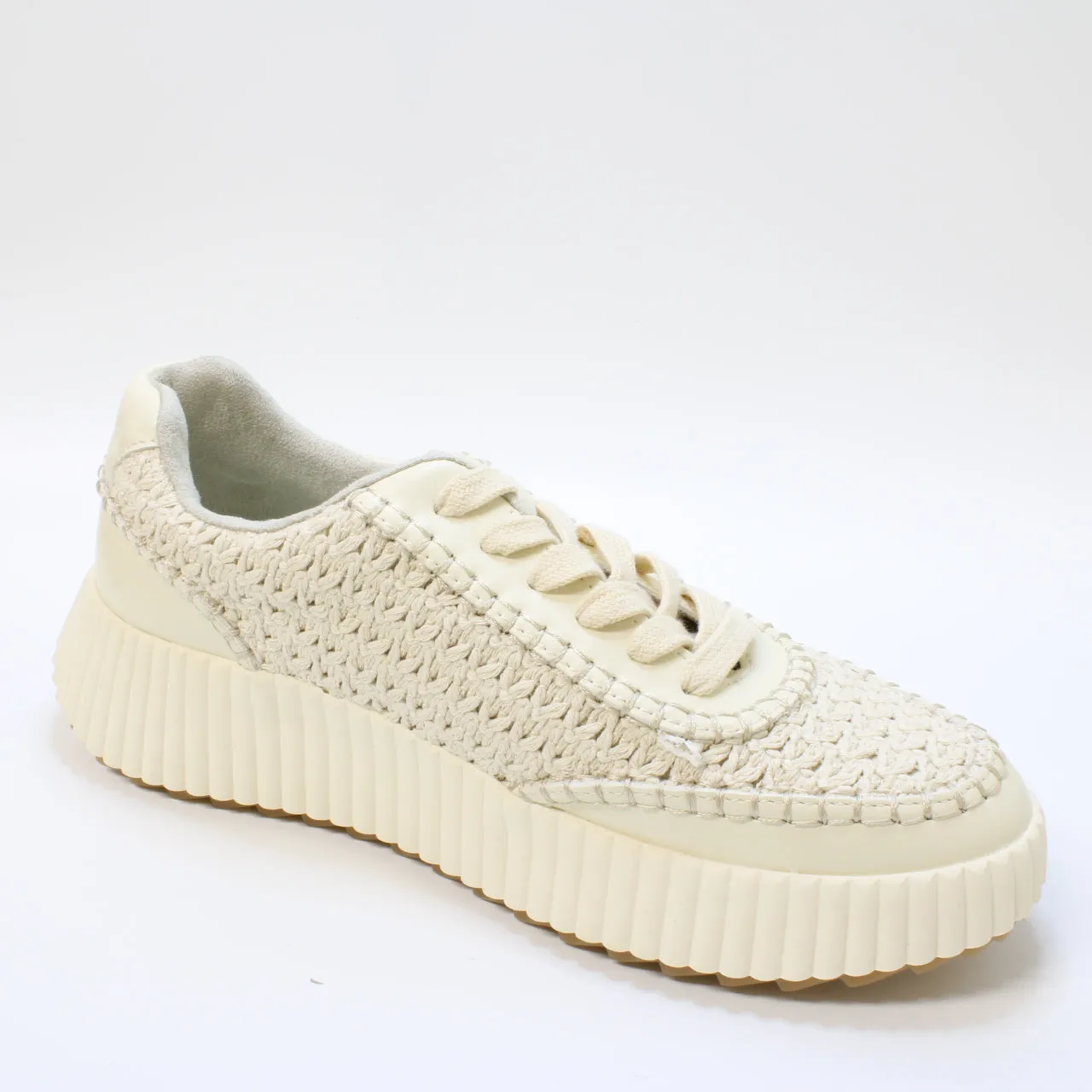 Office Flo Woven Lace Up Trainers Off White Mix Uk Size 7