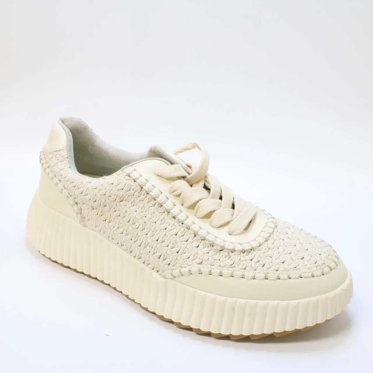 Office Flo Woven Lace Up Trainers Off White Mix Uk Size 7
