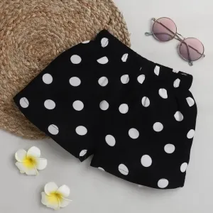 Polka Dots Printed Shorts - Black