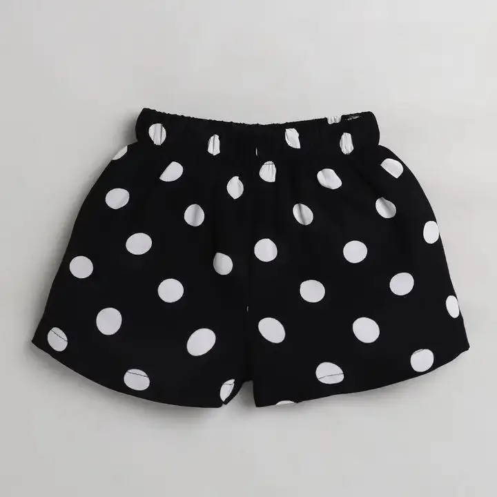 Polka Dots Printed Shorts - Black