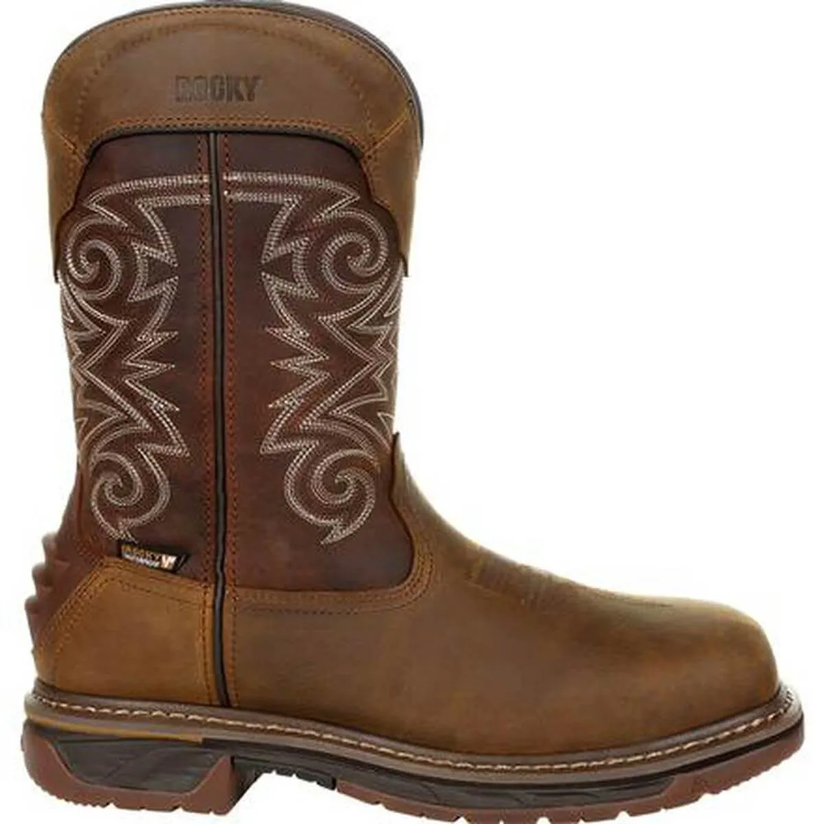 Rocky Men's Western Boot - Iron Skull Medium Brown Chocolate, Size 9W | RKW0314-090-W