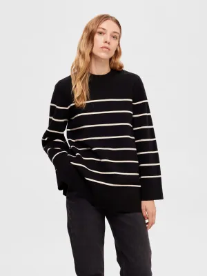 SLF Liva Stripe Long Knit in Black, Birch