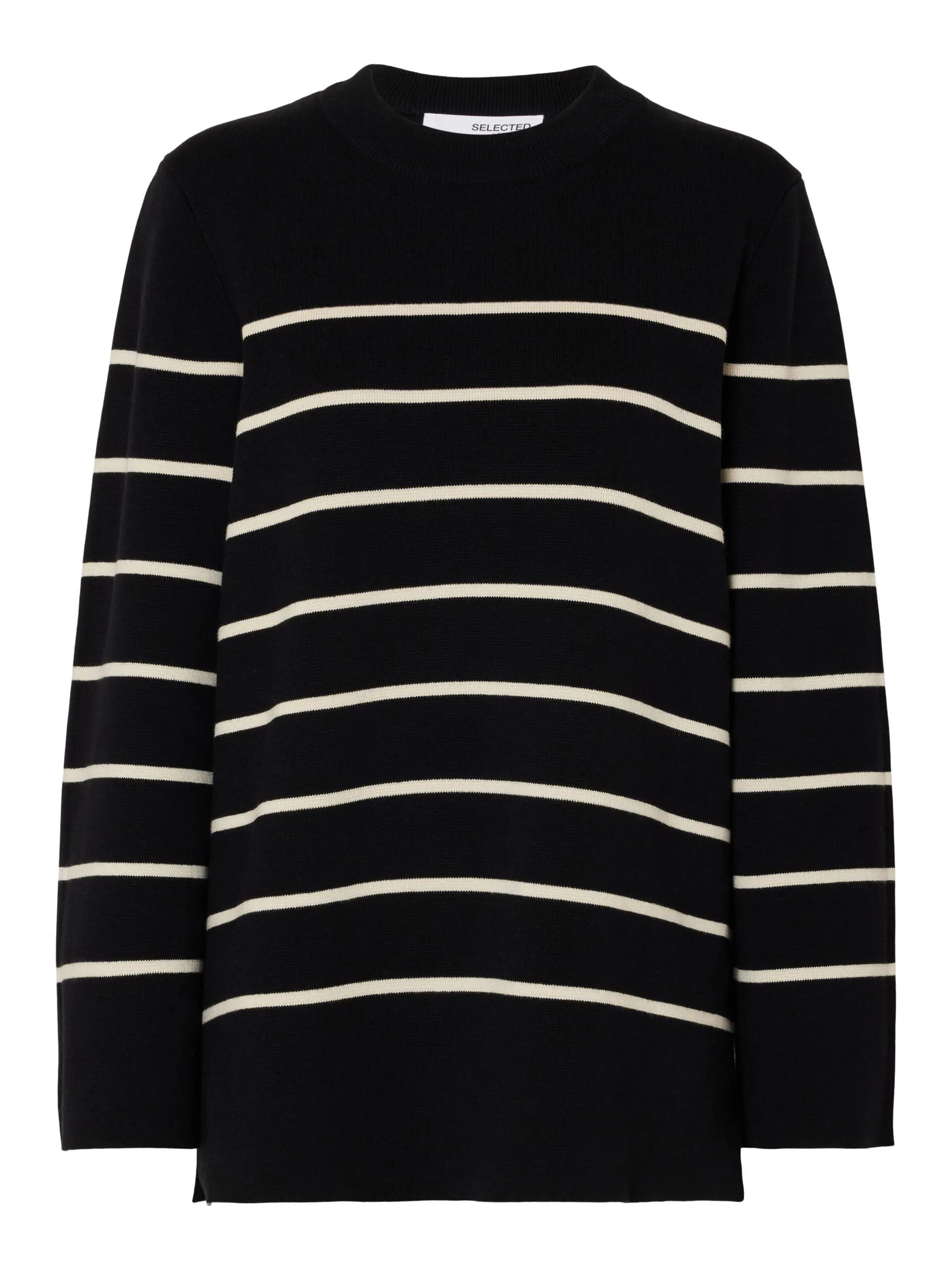 SLF Liva Stripe Long Knit in Black, Birch
