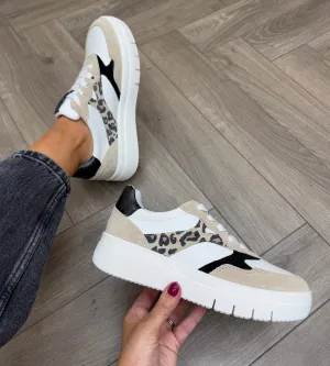 Tamaris (SS25) Lace Up Trainer with Leopard Print Insert - Leopard Comb (T24)