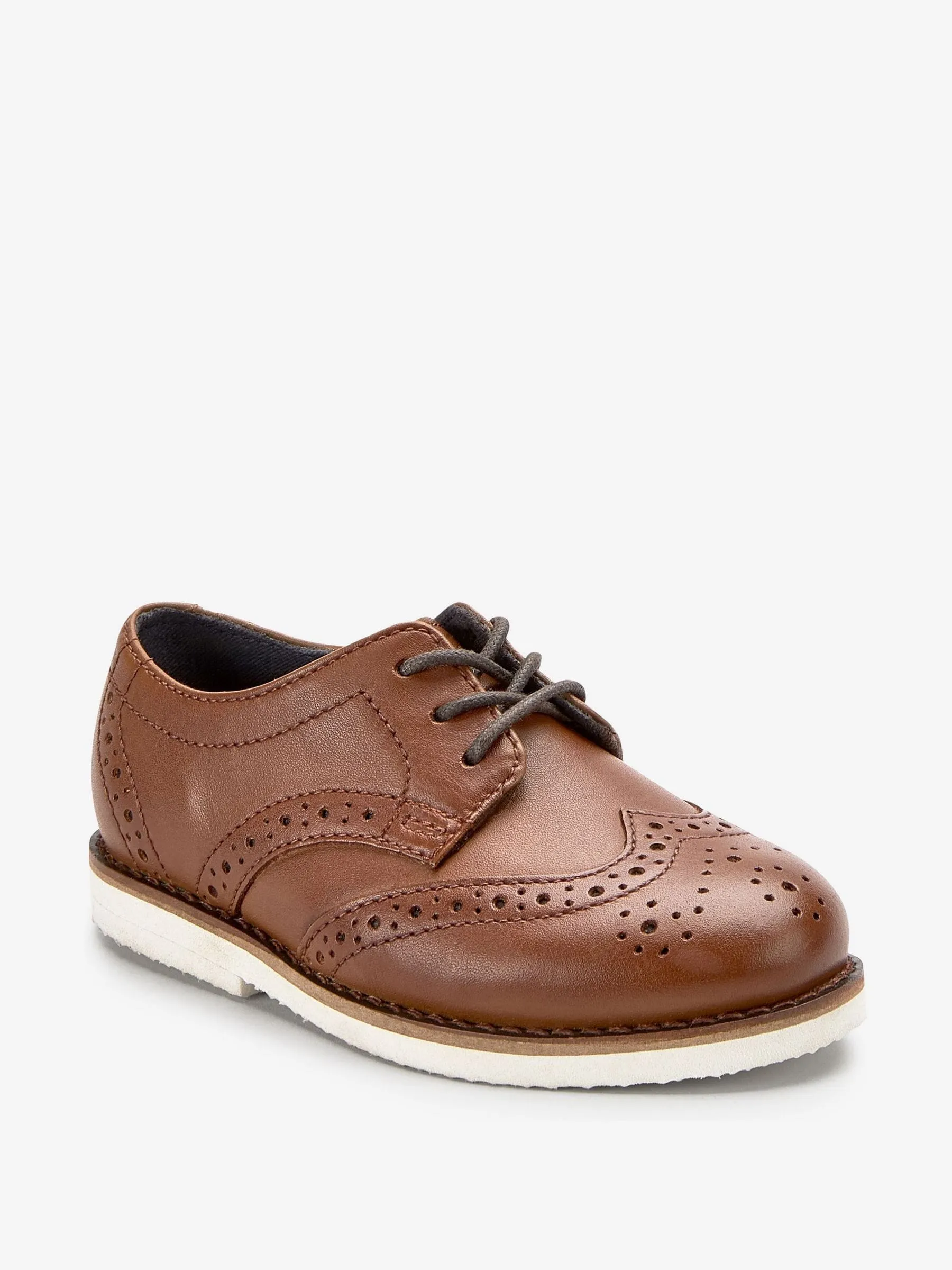 Tan Brown Standard Fit (F) Smart Leather Brogue Shoes